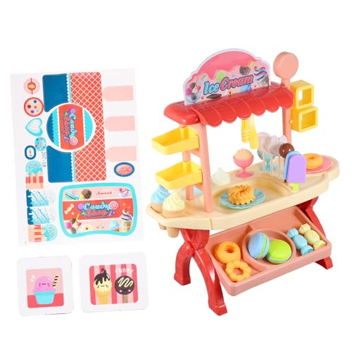 JOINPAYA Eiswagen Für Mini Eisdiele Mit Simulation Eiscreme Und üßigkeiten Rollenspiel Food Set Für Kreative Spielstunden Ideal Für von JOINPAYA