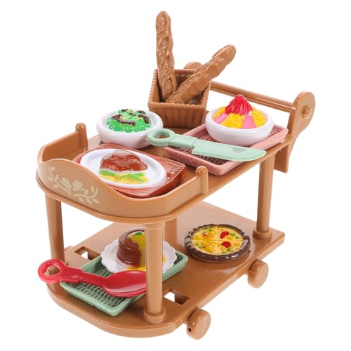 JOINPAYA Mini-Esswagen Mini-Esswagen Zum Rollenspiel Miniatur-Puppenhaus Küchenzubehör Puppenhaus-Rollwagen Mini-Trolley Modell Mini-Einkaufswagen von JOINPAYA