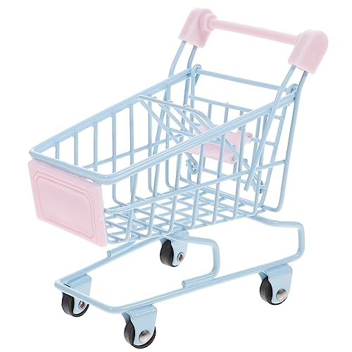 JOINPAYA Mini-einkaufswagen Kinderwagen Einkaufswagen-Spielzeug Aus Dem Supermarkt Kinderspielzeug Kleiner Einkaufswagen Mini-Food-Spielzeug Schreibtischspielzeug Eisen Sky-Blue von JOINPAYA