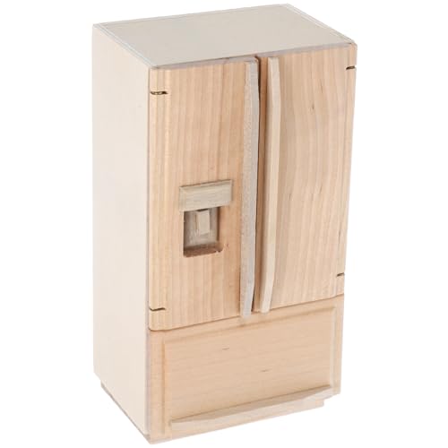 JOINPAYA Miniatur-Puppenhaus- 1:12 Möbelzubehör Mini-Holzkühlschrank Unbemaltes Puppenhaus Mini-Küche Esszimmer Dekoration Szenenmodell von JOINPAYA