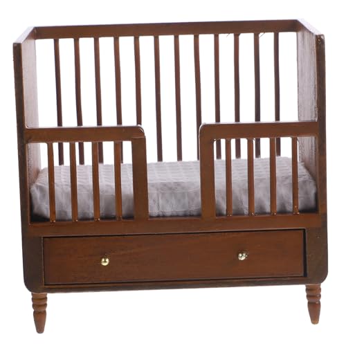 JOINPAYA Miniatur-puppendekor Puppenmöbel Miniatur Babybett Mini-hausbedarf Puppen Tun So, Als Würden Sie Spielen Praktisches Minibett Miniaturmöbel Kleines Puppenbett Light Brown Hölzern von JOINPAYA