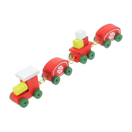 JOINPAYA Minizug Winzige Eisenbahnspielzeuge Weihnachtszug Weihnachtsschnellzug Miniatur-Eisenbahn-Ornament Schneekugelfiguren Selber Machen Weihnachtliche Modelleisenbahn Rot Hölzern von JOINPAYA