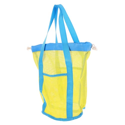 JOINPAYA Netz-Strandtaschen Muschel-Sammeltaschen Kordelzug-Aufbewahrung Netztasche Sand-Grabwerkzeuge Garten-Werkzeugtasche Strandbälle Spielzeug Für Den Strand Spielzeug-Organizer Gelb von JOINPAYA