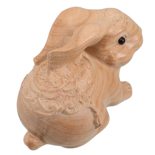 JOINPAYA Ostern Holzschnitzerei Hase Hof Statuen Garten Für Draußen Outdoor Statuen Für Garten Terrasse Lustige Gartenstatuen Hase Hase Figur Mini Figur Holz Beige von JOINPAYA