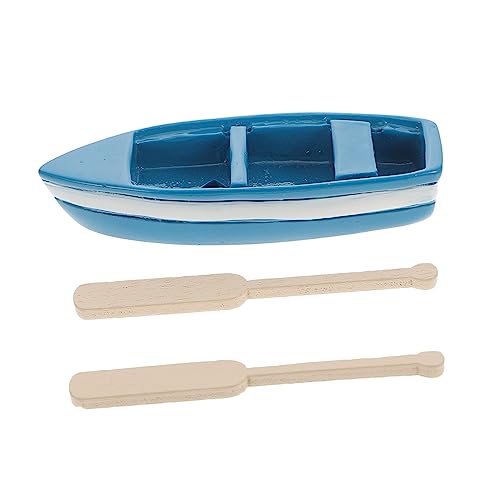 JOINPAYA Paddel-Modell Strandverzierung Mini-fischerboot Miniboot Mit Paddeln Segeln Figur Miniatur-puppenhausboot Fischerboot Modell -Requisiten Simulieren Miniaturboot Blue Hölzern von JOINPAYA