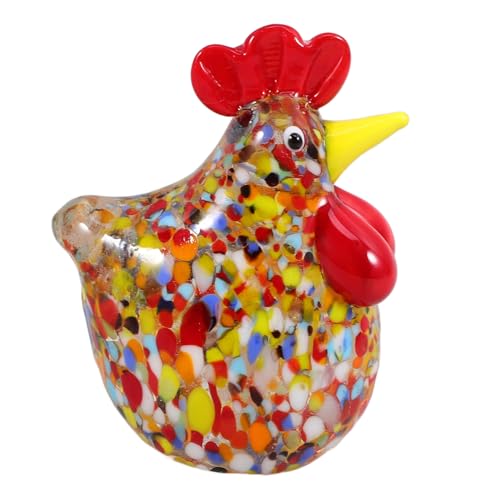 JOINPAYA Party-Hühnerdekorationen Miniatur Desktop-Huhn-Statue Sammelfigur mundgeblasene Tierfigur Kinderparty Dekoration Glasgitterstatue Hähnchen aus Glas zu Hause Desktop-Glashuhn von JOINPAYA