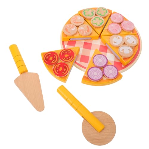 JOINPAYA Pizzaspielzeug Spielküchenzubehör Pizza Spielen Pizza-spielset Für Kinder Spielzeugnahrung Spielzeug Zum Schneiden Von Lebensmitteln Gefälschte Pizza Essen Aus Holz Hölzern von JOINPAYA