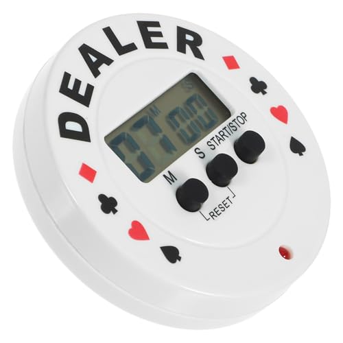 JOINPAYA Poker-Timer Poker-Dealer-Button Mit Timer Pokerzubehör Spieluhr Digitaler Shot-Clock-spieltimer Pokeruhr Countdown-stoppuhr-Timer Digitaler Timer Zeitschaltuhr Jetons Weiß Plastik von JOINPAYA