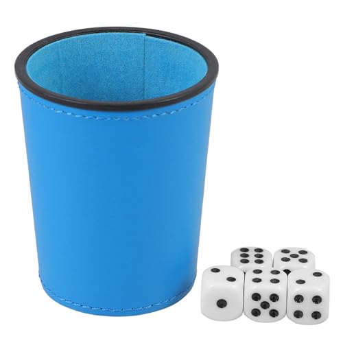 JOINPAYA Pu-Leder-Würfelbecher 1 Set Spiel-Würfelbecher Professionelles Ktv-Spiel Würfelbecher Party-Tischspiel-Requisite Mit Würfeln Blau von JOINPAYA