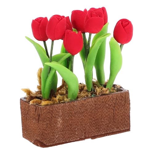 JOINPAYA Puppe Topfpflanze Künstliche Blumen Puppenzubehör Puppenhaus Miniatur-landschaftsblumenmöbel Miniatur-blumendekor Winziges Hauszubehör Miniaturblume Zur Dekoration Green Harz von JOINPAYA