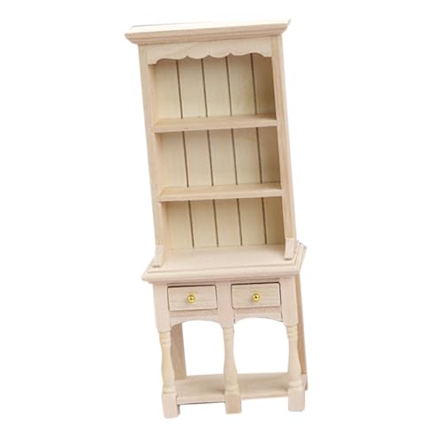 JOINPAYA Puppenhaus-Aufbewahrungsschrank Puppenstubenregal Mini-Hausschrankmodell Miniaturschrank Puppenhaus Miniaturmöbel Holzschrank Modell Bücherregale Miniatur-Schrankmodell Birke Beige von JOINPAYA