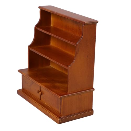 JOINPAYA Puppenhaus Bücherregal Miniaturmöbel Minischrank Für Kinder Mini-hausmöbel Puppenhaus Mini-bücherregal Miniatur-schrankverzierung Bücherregal-Modell Miniatur-Dinge Dark Brown Holz von JOINPAYA