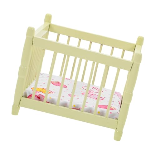 JOINPAYA Puppenhaus Krippe Spielzeug Babybett Puppenhaus Babybett dekoratives Puppenbett Kinderzimmer Miniaturmöbel Puppenbett Modell Mini Hausbett Babypuppenbetten PP-Baumwolle Light Green von JOINPAYA