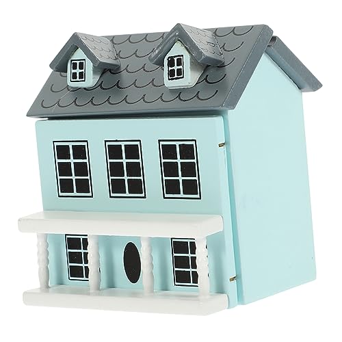 JOINPAYA Puppenhaus Minimöbel rosa kleine Villa Miniaturen Mini-Weihnachtsdorfhäuser Hütte Feenhaus Figur bürodeko büro Dekoration Modellbau winziges Villa aus Holz hölzern Sky-Blue von JOINPAYA