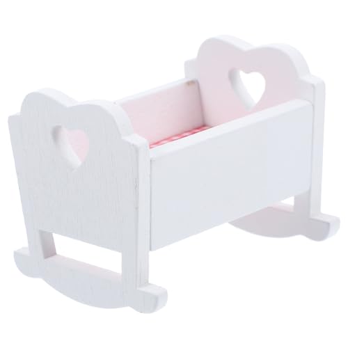 JOINPAYA Puppenhaus Wiege Bett Babypuppenbetten Mini Spielzeug Krippe Spielzeug Babybett Puppenhaus-spielzeugmöbel Puppenhausbett Puppenwiege Krippenmodell-schmuck Kameras Muñecas Holz Weiß von JOINPAYA