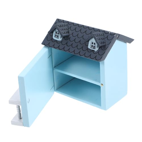 JOINPAYA Puppenhausmöbel Miniatur-Puppenschrank Puppenhaus Bücherregal Miniatur-Puppenhausschrank Puppenhaus-Dekoration Puppenhaus-Zubehör Puppenstubenmöbel Miniaturschrank Birke Blue von JOINPAYA