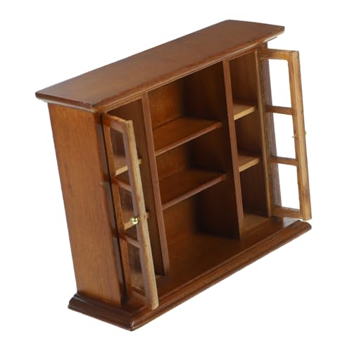 JOINPAYA Puppenhausschrank Feengarten dekor tv Schrank Modell Mini-Schrankmodell Mini-Verzierung Dekoration Schlafzimmer Bedroom Decor Mini-Bücherregal aus Holz Mini-Hausaccessoire Brown von JOINPAYA