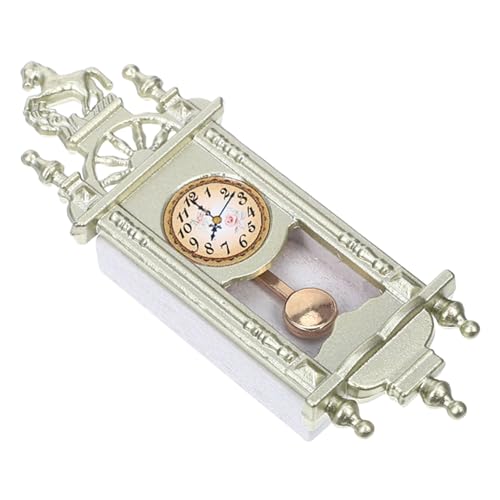 JOINPAYA Puppenhausuhr-Anhänger Retro Uhr kleine tischuhr Holz Uhr Spielzeug Uhr Spieluhr Puppenstubenmöbel Miniaturmöbel Miniatur-Hausmöbel kleine Pendeluhr Uhr-Ornament Zinklegierung von JOINPAYA