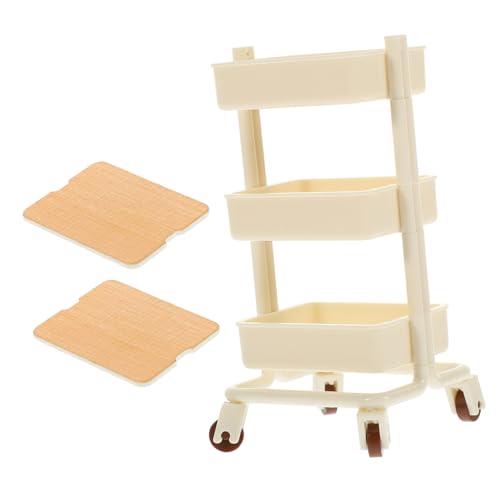 JOINPAYA Puppenhauswagen DIY Miniaturregal Mini-Trolley-möbel Mini-hausdekoration Mini Steht Für Display Puppenmöbel Aus Holz Landschaftsbau Mini Dekor Mini-hausbedarf Plastik Weiß von JOINPAYA