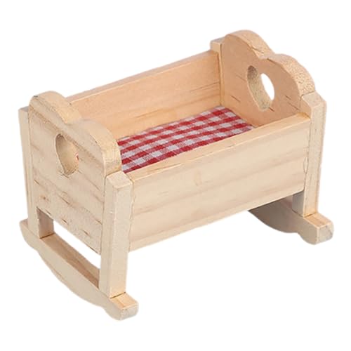 JOINPAYA Puppenhauszubehör Puppenminibett Puppenwiege Aus Holz Puppenhaus-versorgung Mini Hausbett Puppenhausmöbel Miniaturmöbel Mini-krippenmodell Babypuppenbett Aus Holz Mini-Modell Stoff von JOINPAYA