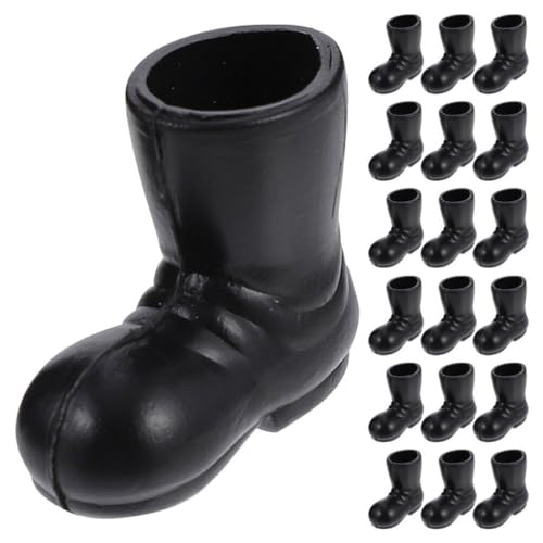 JOINPAYA Puppenschuhe 50 Stück Miniatur-Schuhe Kleine Stiefel Schwarze Mini-Weihnachtsmann-Schuhe Kunststoff-Regenstiefel-Modelle Fingerschuhe Für Elfen Schlüsselanhänger Turnschuhe Für von JOINPAYA