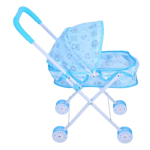 JOINPAYA Puppenwagen Kinderspielzeug Mädchen Fahren Auto Kleinkinder vorgeben Kinderwagen -Kinderwagen Mini-Hauskinderwagen Kinderwagenspielzeug Polyester Sky-Blue von JOINPAYA