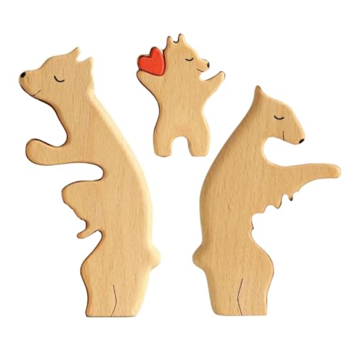 JOINPAYA Puzzle- und Kindbär Kleinkindspielzeug gewichtete Kuscheltiere Hängematte tragen Bärenfiguren Holzornament Holz-Ornament Holz-Puzzle Bär Figur Bärenstatue Kiefernholz Beige von JOINPAYA