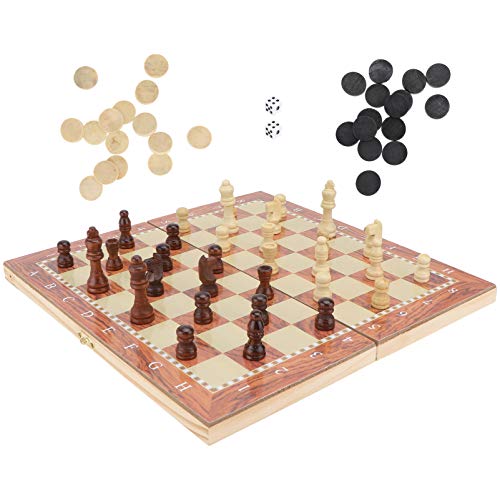 JOINPAYA Schachspiel Set 3 1 Schach Dame Und Backgammon Für Die Ganze Familie Faltbares Schachbrettspiel Für Unterhaltsames Für Familienaktivitäten 295mm x 295mm von JOINPAYA