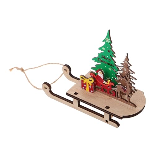 JOINPAYA Frohe Weihnachten Elch Schnee Schlitten Santa Claus Decor Holz Desktop Weihnachten Baum Ornamente von JOINPAYA