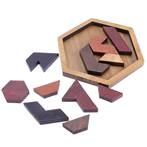 JOINPAYA Sechseckiges Tangram-Puzzle: Holz-Tangram-Puzzles Denksport-Herausforderungen Für Familienfeiern Denksportaufgaben Puzzlespiele von JOINPAYA