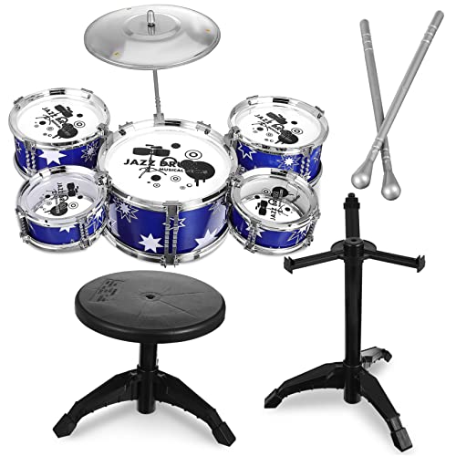 JOINPAYA Schlagzeug Set Mit 5 Trommeln Und Hocker Musikinstrumente Für Kleinkinder Pädagogisches Percussion Für Anfänger Geschenkidee Für Jungen Und ädchen von JOINPAYA