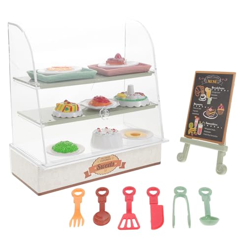 JOINPAYA Simulationskuchenspielzeug Miniatur-bäckerei-Fall Miniatur-essensstand Miniatur-kuchenschrank Miniatur-kuchentheke Küchenzubehör Für Puppenstuben Mini-backschrank Miniküche Plastik von JOINPAYA