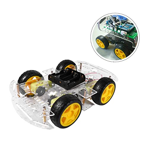 JOINPAYA Smart-Car-Chassis mit Vier Rädern DIY RC-Car-Bausatz RC-Roboter für Kinder intelligentes Auto Autozubehör für Kinder Robots for kinderroboter Chassis-Kit Plastik Black von JOINPAYA