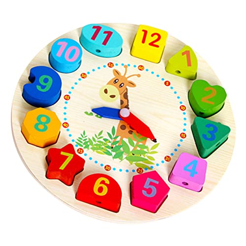 JOINPAYA Sortieruhr aus Holz Clocks für Kinder Uhr Kinder Holzspielzeug für Kleinkinder pädagogisches Spielzeug für Kinder Kid Toys Spielzeuguhr aus Holz Uhr aus Holzperlen Bambus von JOINPAYA