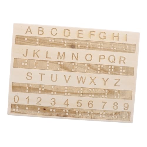 JOINPAYA Tafel mit Braille-Alphabet Braille-Bücher Zeichenbrett aus Holz Blindenschrift Fluchtraum-Requisite Zeichenbrett für Buchstaben aus Holz Big-Blind-Button Braille-Spiele hölzern von JOINPAYA