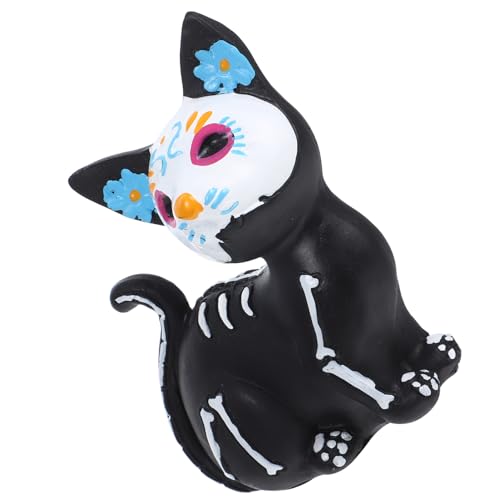 JOINPAYA Tag Der Toten Katzenfiguren Aus Harz Halloween-Katzenstatue Zuckerschädel Tierskulptur Für Halloween-Dekorationen Für Den Schreibtisch Zu Hause von JOINPAYA