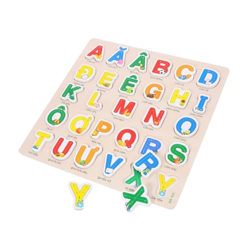 JOINPAYA Vietnamesisches Puzzle Kleinkind Rätsel Alphabet-rätsel Vorschulspielzeug Buchstaben des Alphabets Montessori Buchstabenrätsel ABC-Puzzle -rätsel Kinderrätsel Holz von JOINPAYA