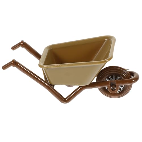 JOINPAYA Warenkorb-Modell Mini-schubkarre Wagen Mini-Push Miniatur-schubkarre Miniaturen Feengarten Zubehör Winzig Figuren Kleines Trolley-Modell Modell-Miniatur- Abs Brown von JOINPAYA