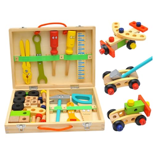 JOINPAYA Werkzeugkasten Für Kinder Mini-werkzeugkasten Werkzeug-spielset Für Kinder Rollenspiel-Toolbox Simulations-Toolbox Für Kinder Werkzeugkasten Vorgeben Hölzern von JOINPAYA