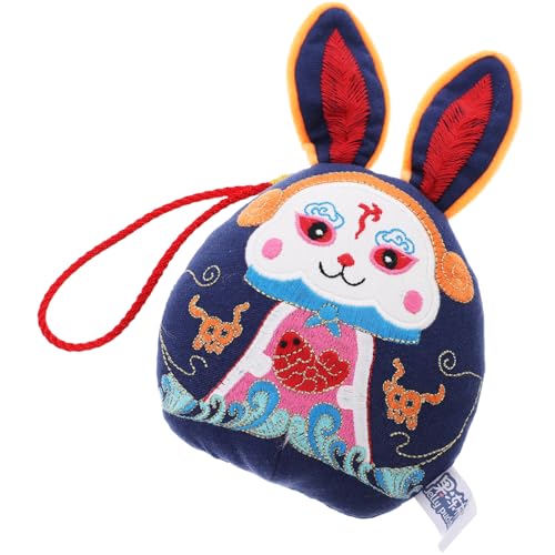 JOINPAYA Wufu-Kaninchen-verzierung Kaninchen Stofftier Gefüllte Hasenpuppe Hasen Stofftiere Jahr Der Hasenpuppen Plüschtier Kaninchen-Maskottchen-Puppe Tier Stofftier Pp Baumwolle Blue von JOINPAYA