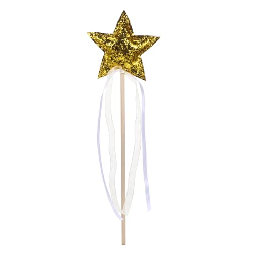 JOINPAYA Zauberstab seidenband Ribbon Prom bandfeile Kinder mitgebsel Kindergeburtstag sternförmige Feenstäbe Zauberstäbe für Mädchen Sternenstab Exquisite Feenstäbe Feenstab Stoff Golden von JOINPAYA