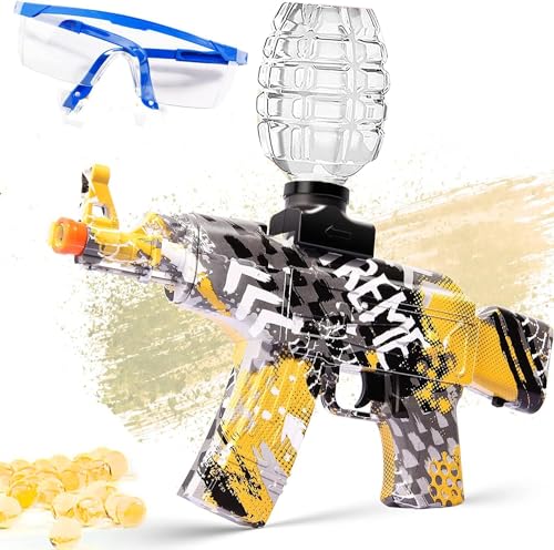 Gel Blasters,Electric Gel Ball Blasters,AKM-47 Gel Blaster,with Goggles and 50,000 Balls,für Outdoor-Aktivitäten – Team-Schießspiel, ab 14 Jahren（Gelb） von JOJOJOSDA