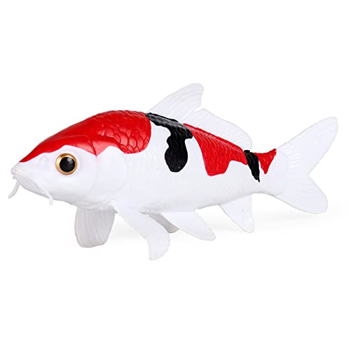 JOKFEICE Koi-Fisch-Figur, rot, weiß, schwarz, Karpfen, handgefertigt, Kunst, Meerestier-Figuren, Ozean, Ornament, Handwerk, glückliches pädagogisches Geschenk, Kuchenaufsatz für Kinder von JOKFEICE