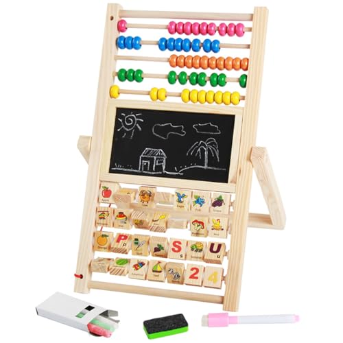 JOKFEICE Staffelei aus Holz Staffelei Multifunktionale 3-in-1 doppelseitige magnetische Tafel Stehende Kunst Staffelei Frühes Lernspielzeug für Kinder Spielzeit von JOKFEICE