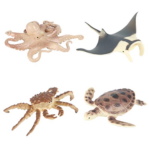 JOKFEICE Tierfiguren 4 Stück Realistische Kunststoff Mini Meer Tiere Figuren Set Beinhaltet Octopus Wissenschaft Projekt, Lernen Pädagogisches Spielzeug, Geburtstag Geschenk für Kinder Kleinkinder (B) von JOKFEICE