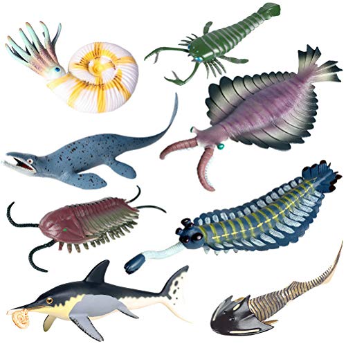 JOKFEICE Tierfiguren 8 Stück Realistische Kunststoff Kambrium Alte Organismus Set Beinhaltet Mosasaurus wissenschaft Projekt, Lernen Pädagogisches Spielzeug, Geburtstag Geschenk für Kinder Kleinkinder von JOKFEICE