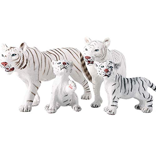 JOKFEICE Tiger Tierfiguren - 4 Stück Realistisch weißer Tiger Aktionsmodell Kunststoff Wildes Tier Lernparty bevorzugt Spielzeug Lehrreich Wald Bauernhof Spielzeug Geburtstag für Kinder von FLORMOON