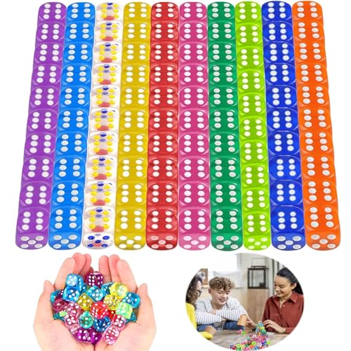 100 Stück Würfelspiel, Spielwürfel Set, 12mm Würfel Set Farben, Spielwürfel für Tischkartenspiele, Würfelspiel, Farben Würfel Set für Kinder Erwachsener Spiele, Teaching, Kasino, Tischspiele, Party von JOKILY