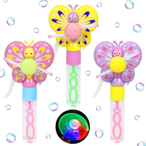 3 Stück Seifenblasen Kinder, Mini Seifenblasen Stab, Farbenfrohe Schmetterling Seifenblasenstab mit Leuchtender Funktion, Schmetterling Bubble Sticks Geschenke für Geburtstag Hochzeit Sommer Party 3 Stück Seifenblasen Kinder, Mini Seifenblasen Stab, Farbenfrohe Schmetterling Seifenblasenstab mit Leuchtender Funktion, Schmetterling Bubble Sticks Geschenke für Geburtstag Hochzeit Sommer Party von JOKILY