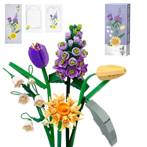 Blumenstrauß Bausteine, Blumen Bauspielzeugsets, Künstliche Blume Bausteine Kit, DIY Spielzeug Bouquet Baustein Rosenstrauß für Kinder, Mädchen, Jungen Home Deko, Zimmerdeko Geschenk von JOKILY